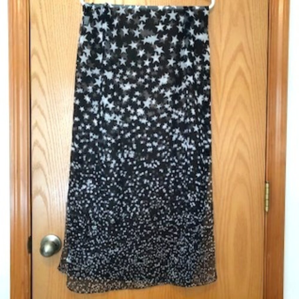 3/$15 Vintage One Star Brand Oblong Spangled Black White Stars Large Small Scarf